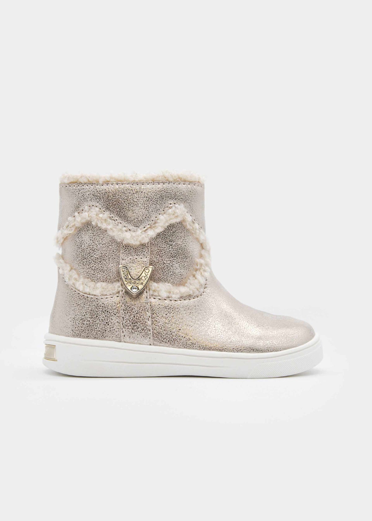 Girls' heart-shaped fur ankle boots