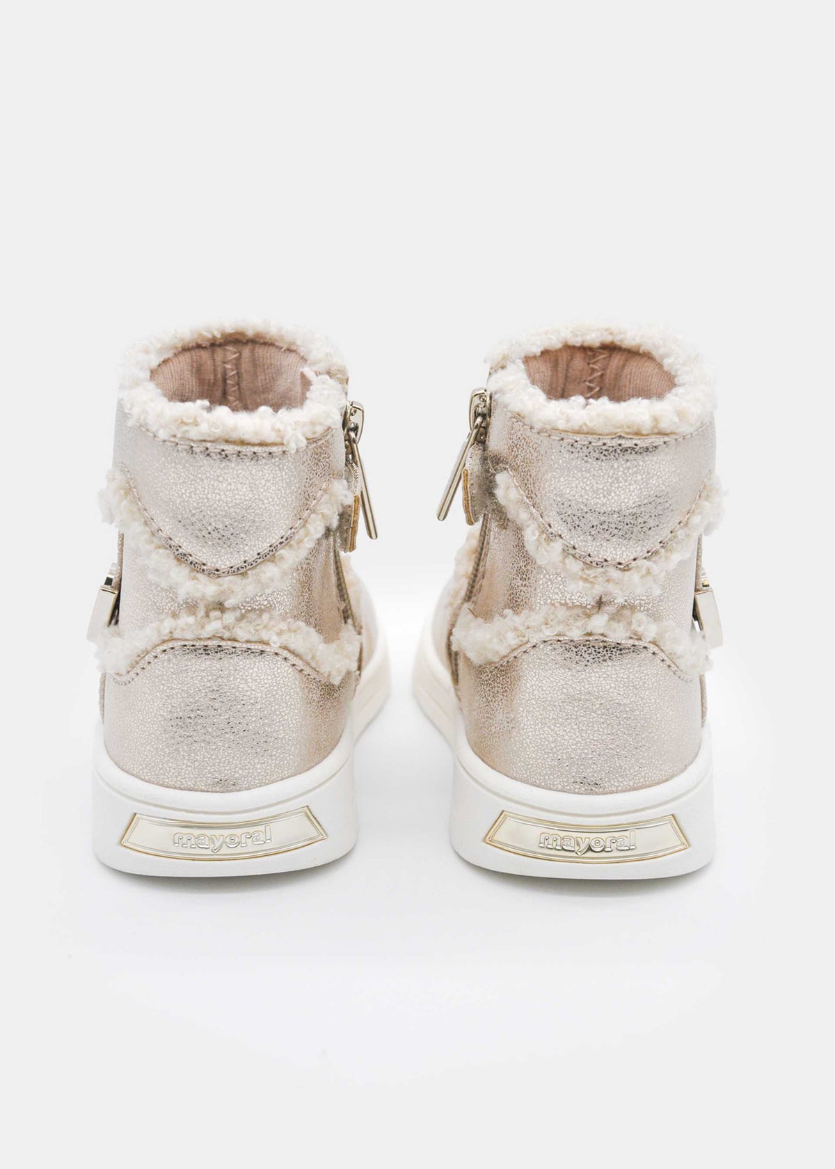 Girls' heart-shaped fur ankle boots