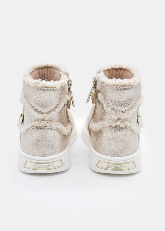Girls' heart-shaped fur ankle boots