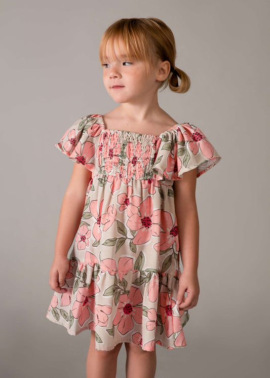 Girl's honeycomb print dress