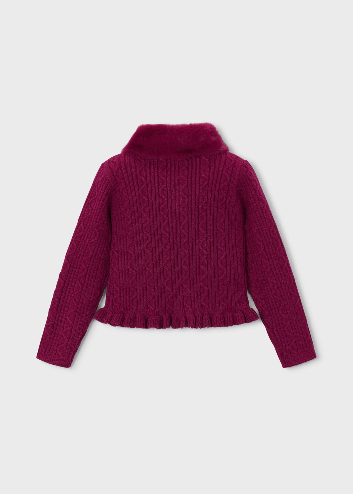 Strickjacke für Mädchen mit Fellkragen