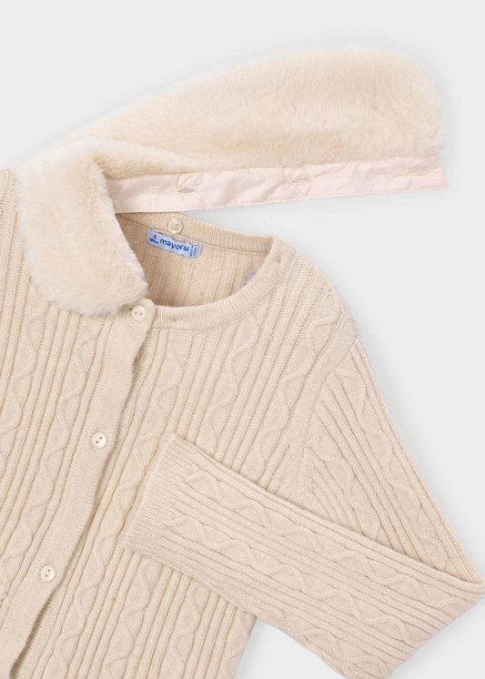 Strickjacke für Mädchen mit Pelzkragen