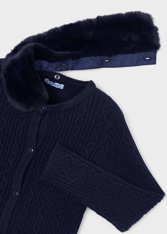 Strickjacke für Mädchen mit Pelzkragen