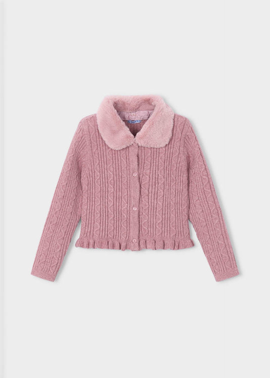 Strickjacke für Mädchen mit Pelzkragen