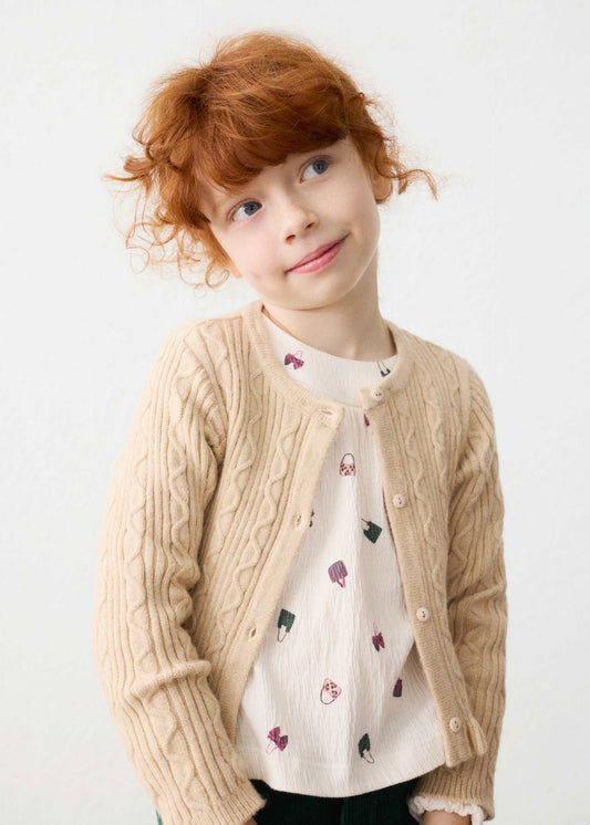 Strickjacke für Mädchen mit Fellkragen