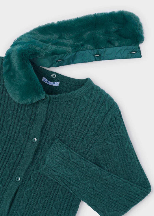 Strickjacke für Mädchen mit Fellkragen