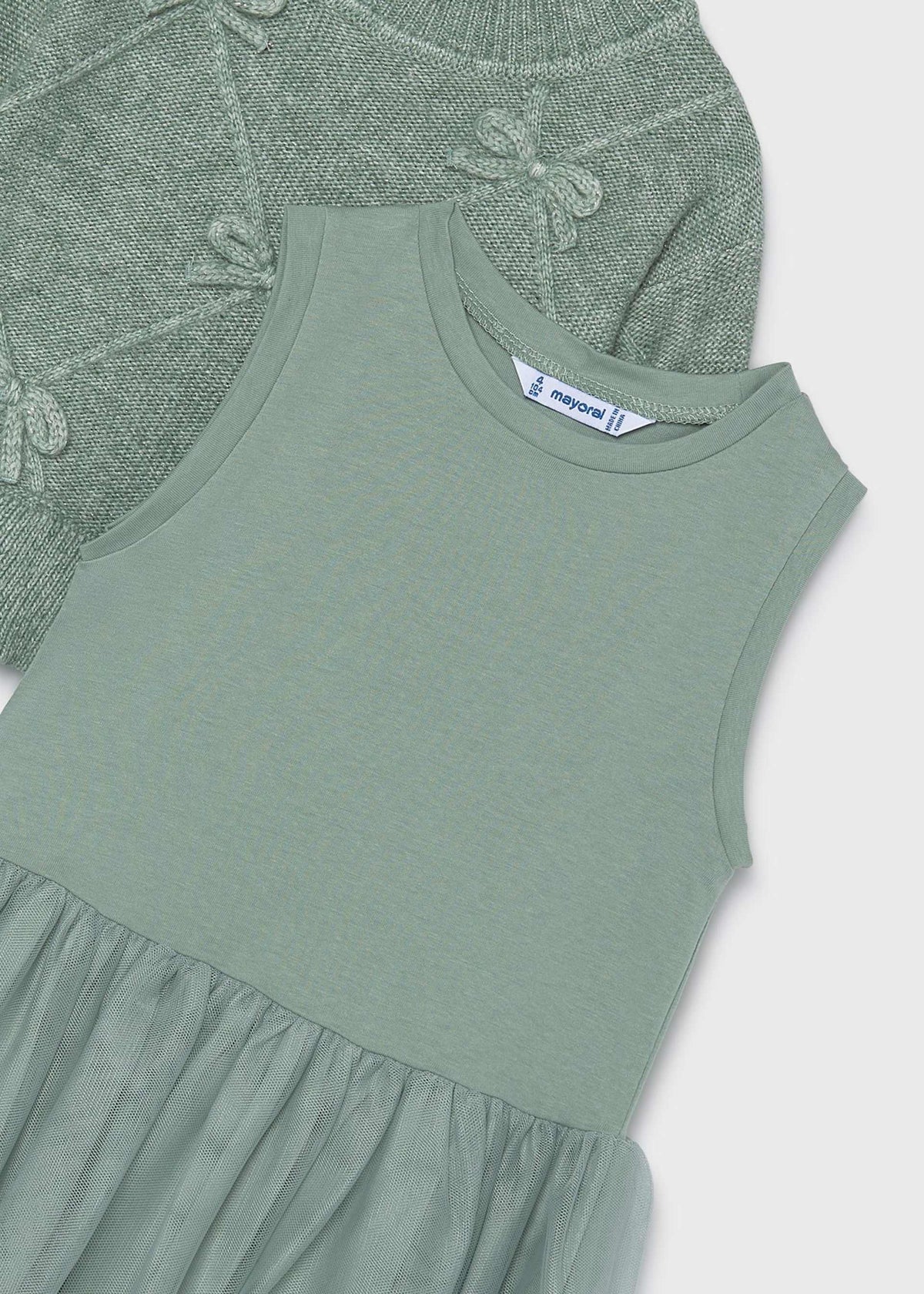 Girls' knitted dress with bows