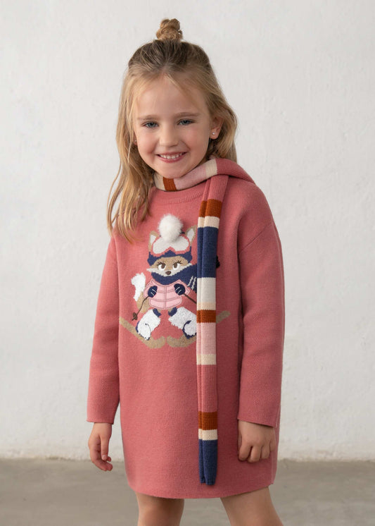 Strickkleid für Mädchen mit Schal