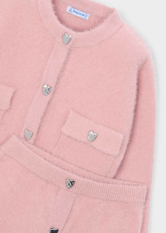 Girls' knitted skirt and cardigan set