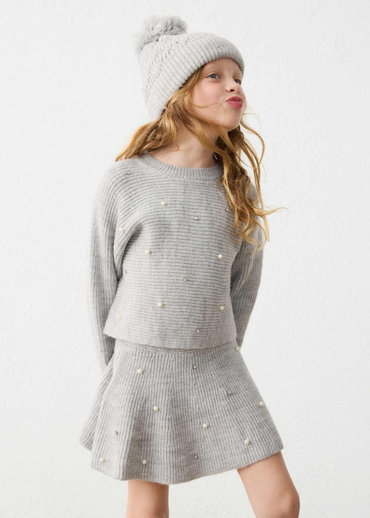Girls' knitted skirt with pearls