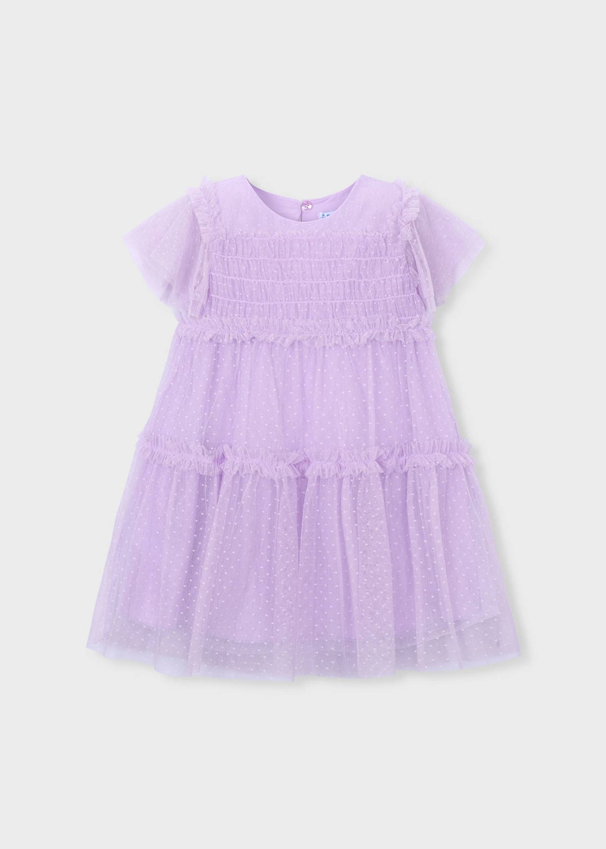 Mädchenkleid aus Tüll mit Plumeti-Muster