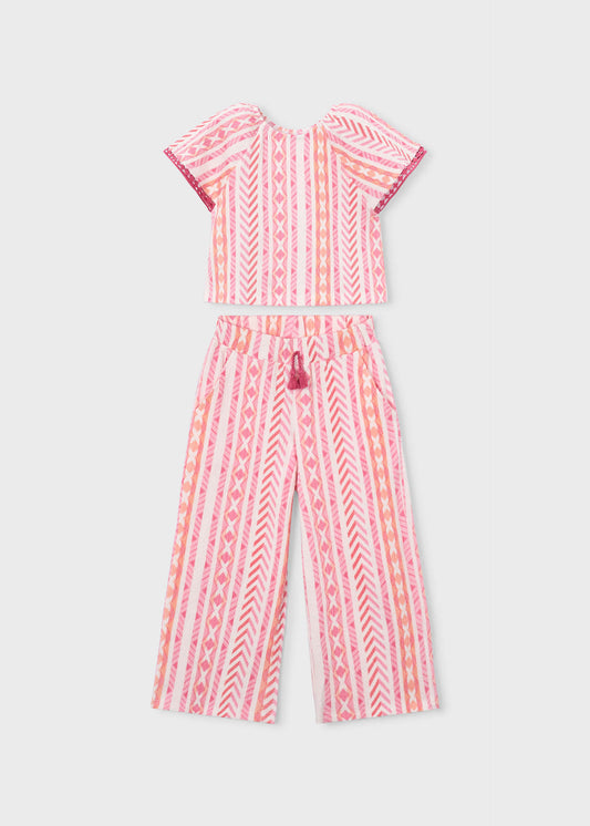 Girls' printed T-shirt and pants set