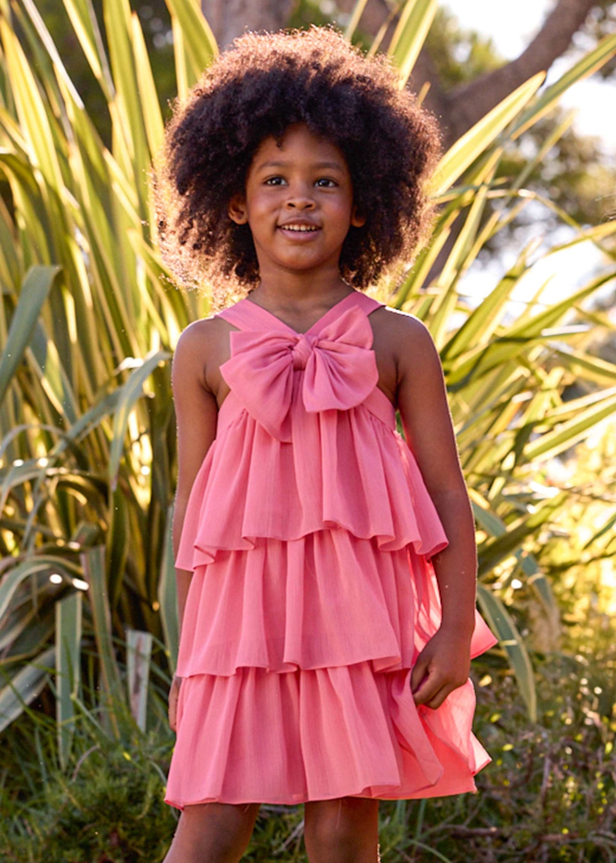 Gerüschtes Bambula-Kleid für Mädchen