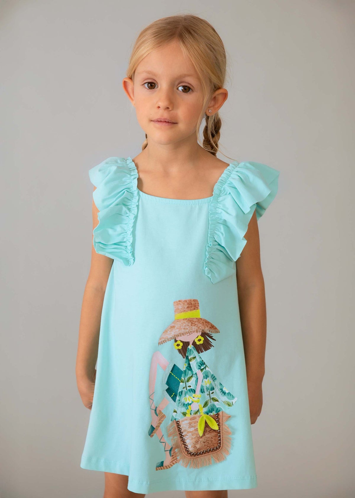 Gestricktes Rüschenkleid für Mädchen