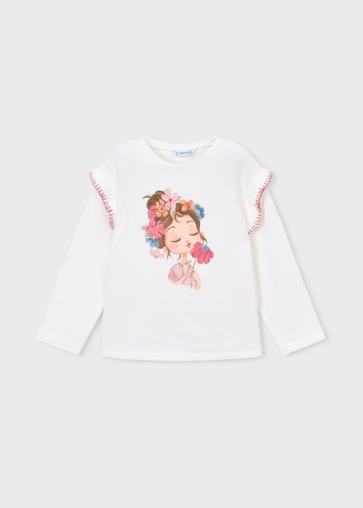 Girls' ruffled-sleeve T-shirt