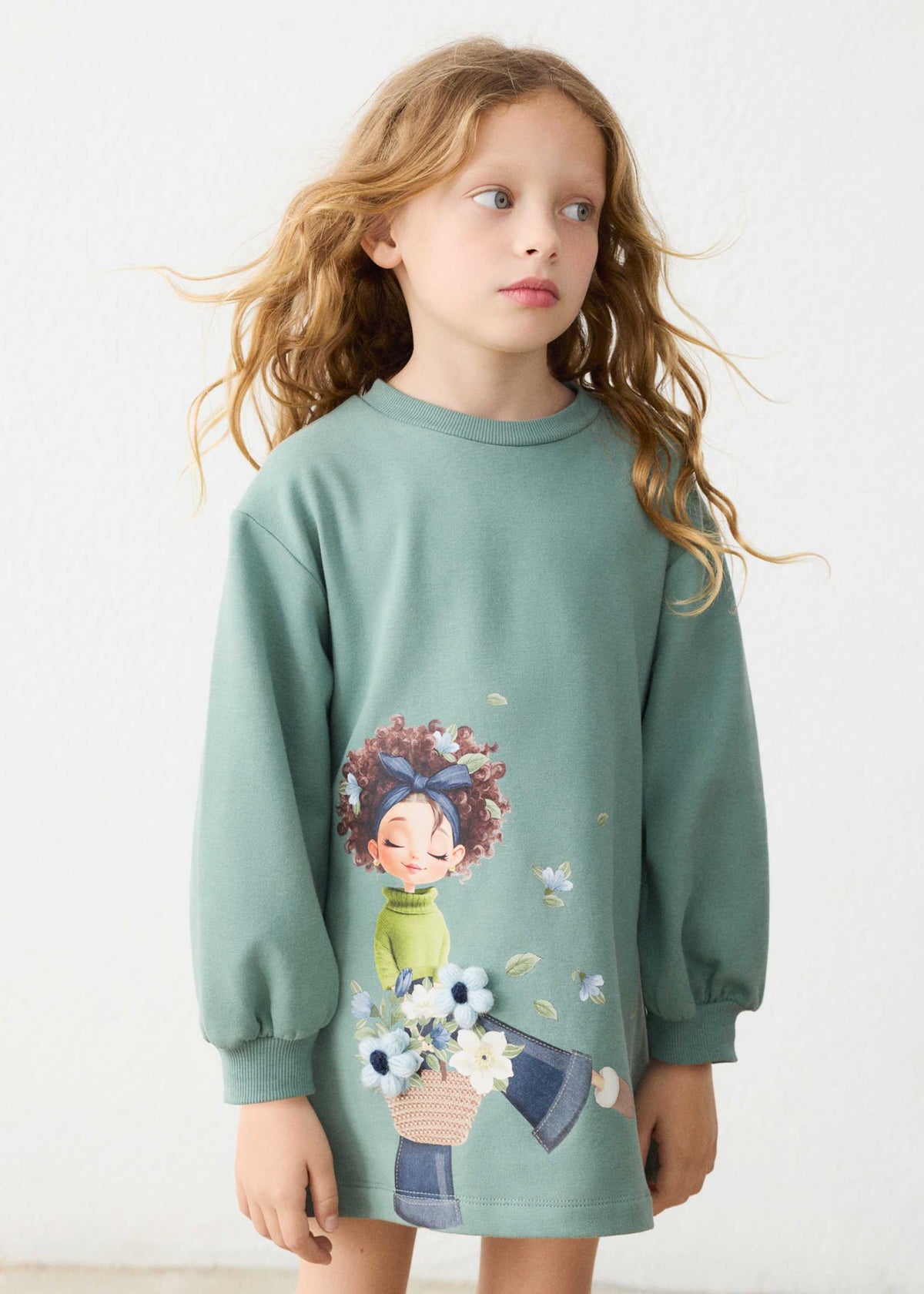 Girls' screen-printed sweatshirt dress