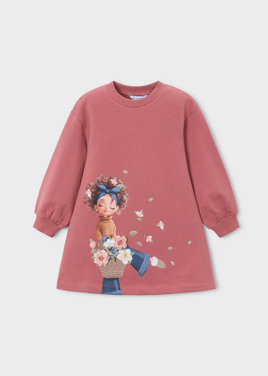 Girls' screen-printed sweatshirt dress