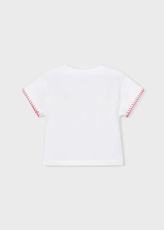 Girls' short-sleeved floral T-shirt