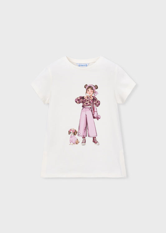 Girls' short-sleeved printed T-shirt