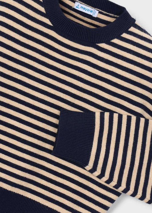 Gestreifter Pullover für Mädchen mit Schal