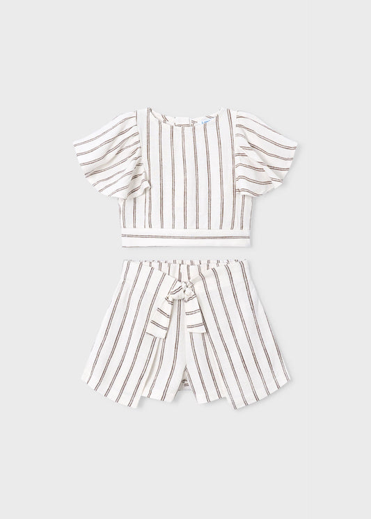 Girls' striped skirt and blouse set