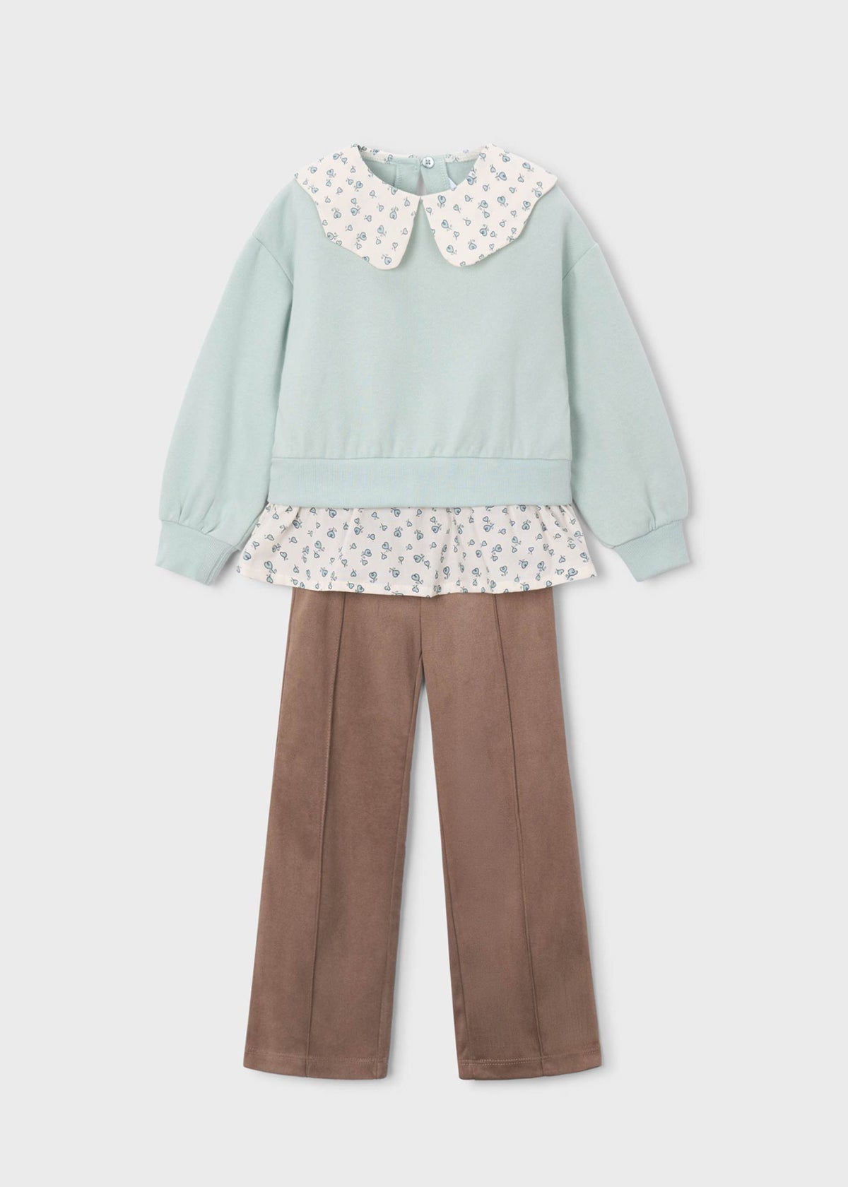 Girls' suede-effect leggings and blouse set