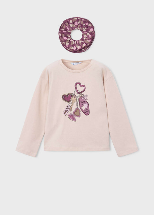 Girls' T-shirt with hair tie