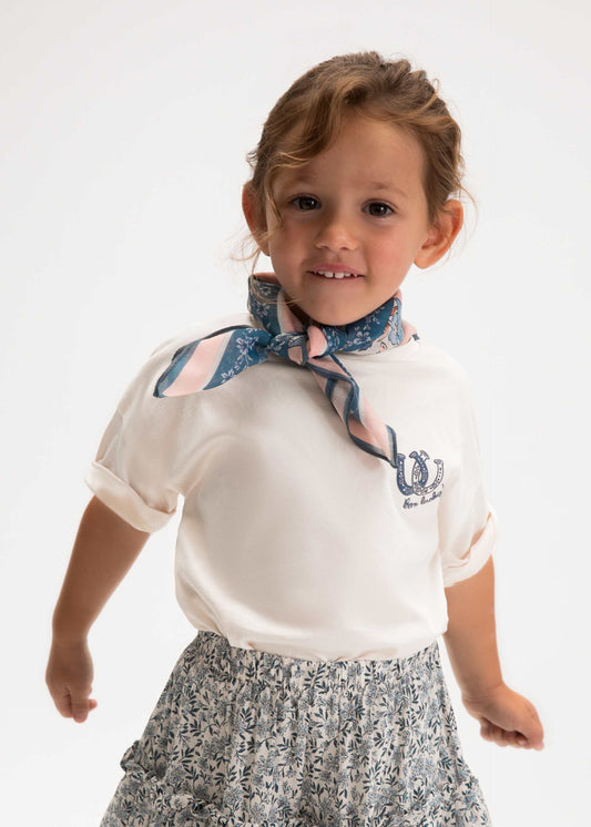 Girl's T-shirt with printed scarf