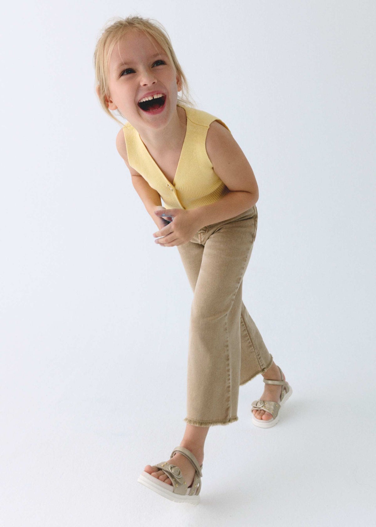 Girls wide leg twill trousers