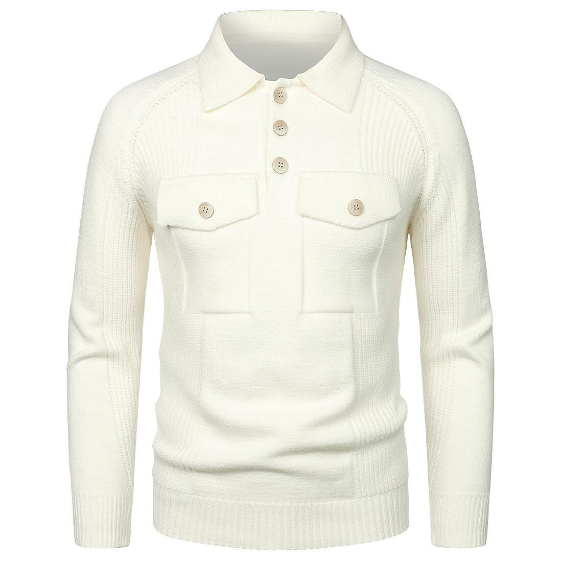 Herren Strickpullover im Vintage-Stil mit Reverskragen, Raglanärmeln und schmaler Passform