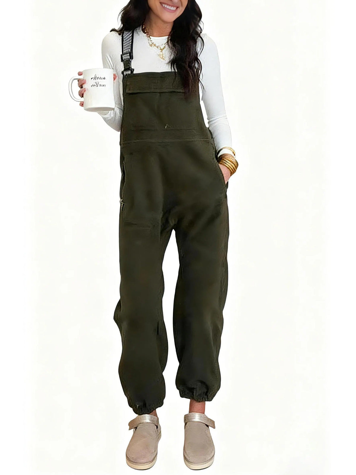 Damen Winter Fleece Twill Latzhose mit Taschen