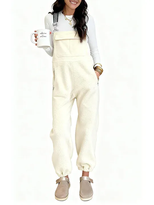 Damen Winter Fleece Twill Latzhose mit Taschen