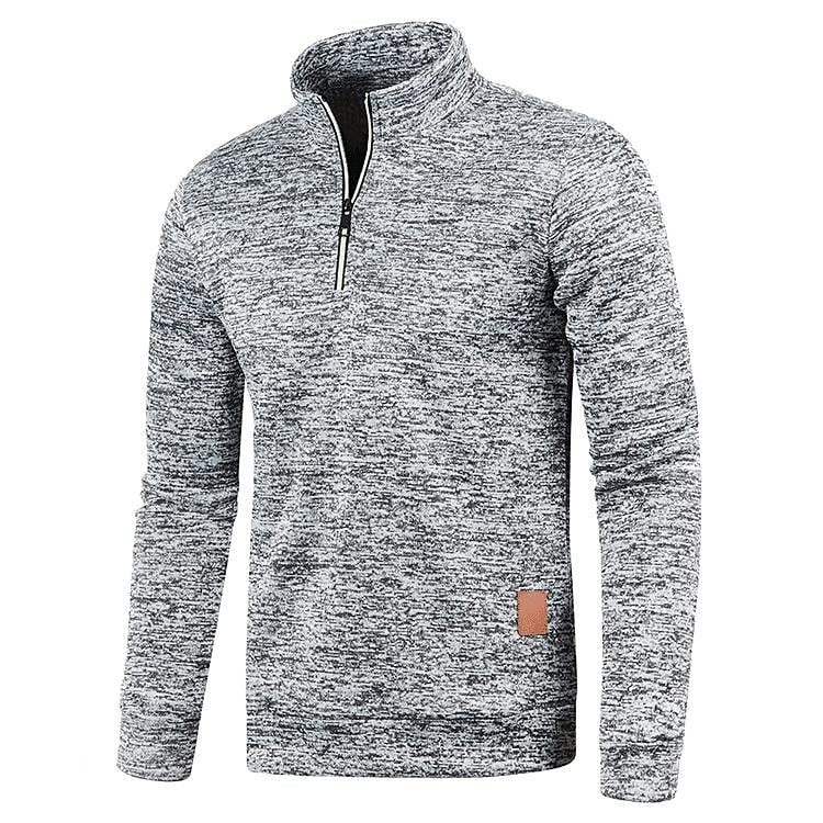 Herren Stehkragen Half Zip Langarm Dünner Fleece Pullover