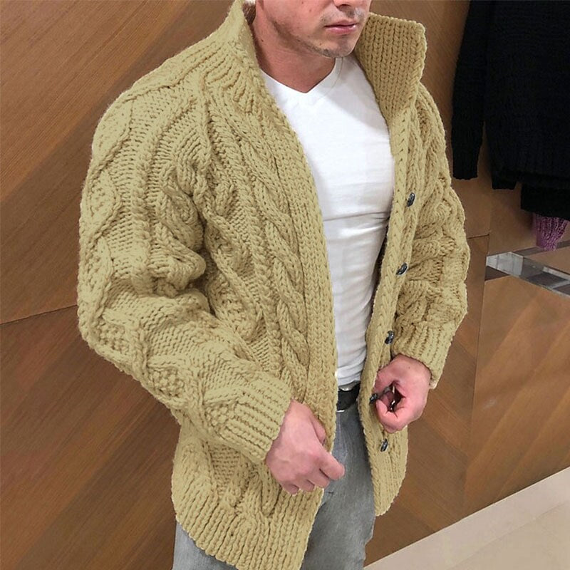 Herren-Cardigan mit Stehkragen in Unifarben