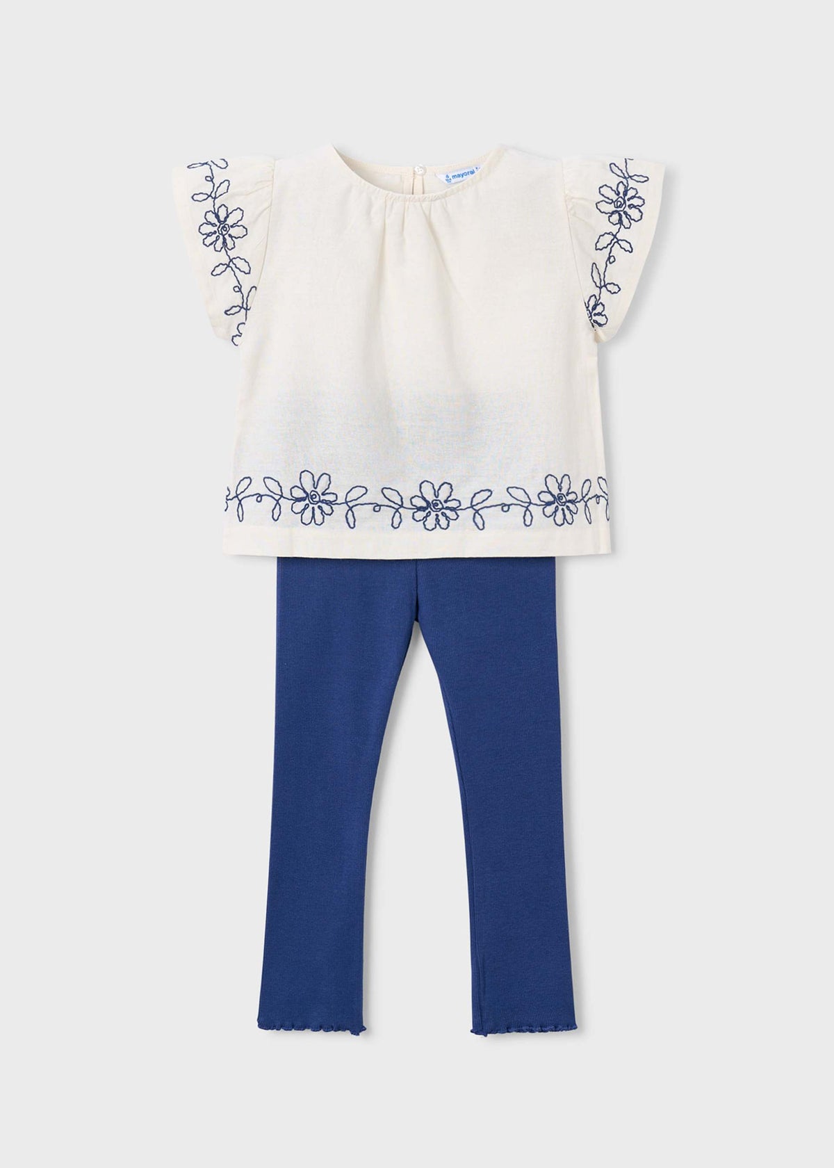 Leggings set girl with embroidered flowers