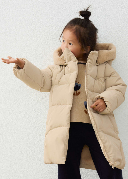 Long quilted coat for girls
