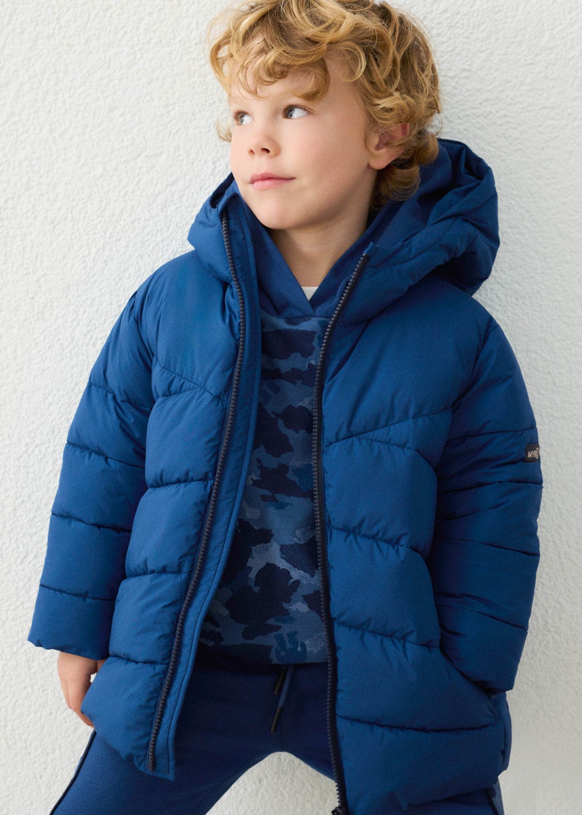 Long quilted jacket for boys
