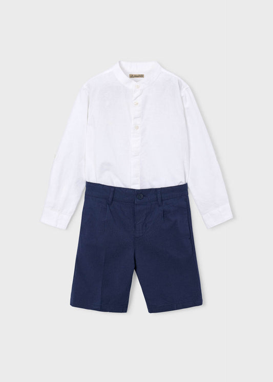 Long-sleeved linen shirt and Bermuda shorts set for boys