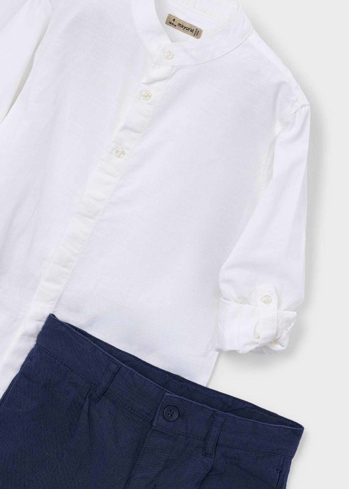 Long-sleeved linen shirt and Bermuda shorts set for boys