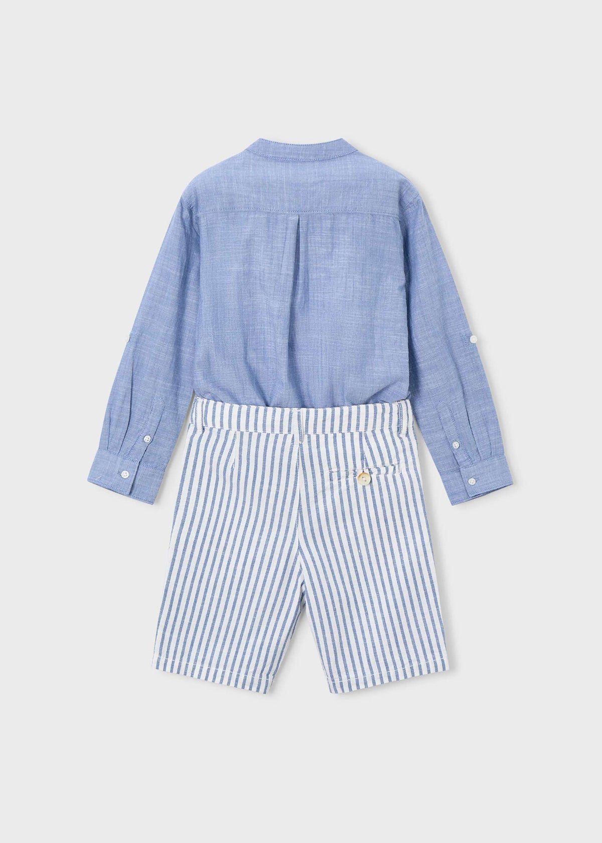 Long-sleeved linen shirt and Bermuda shorts set for boys