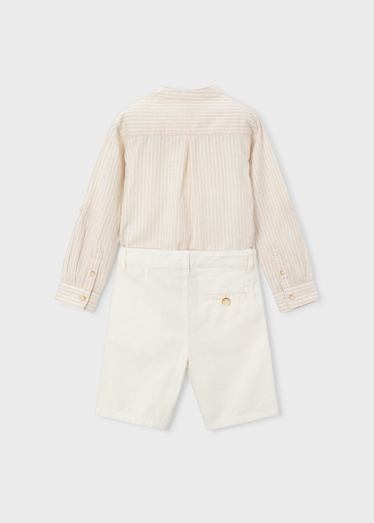 Long-sleeved linen shirt and Bermuda shorts set for boys