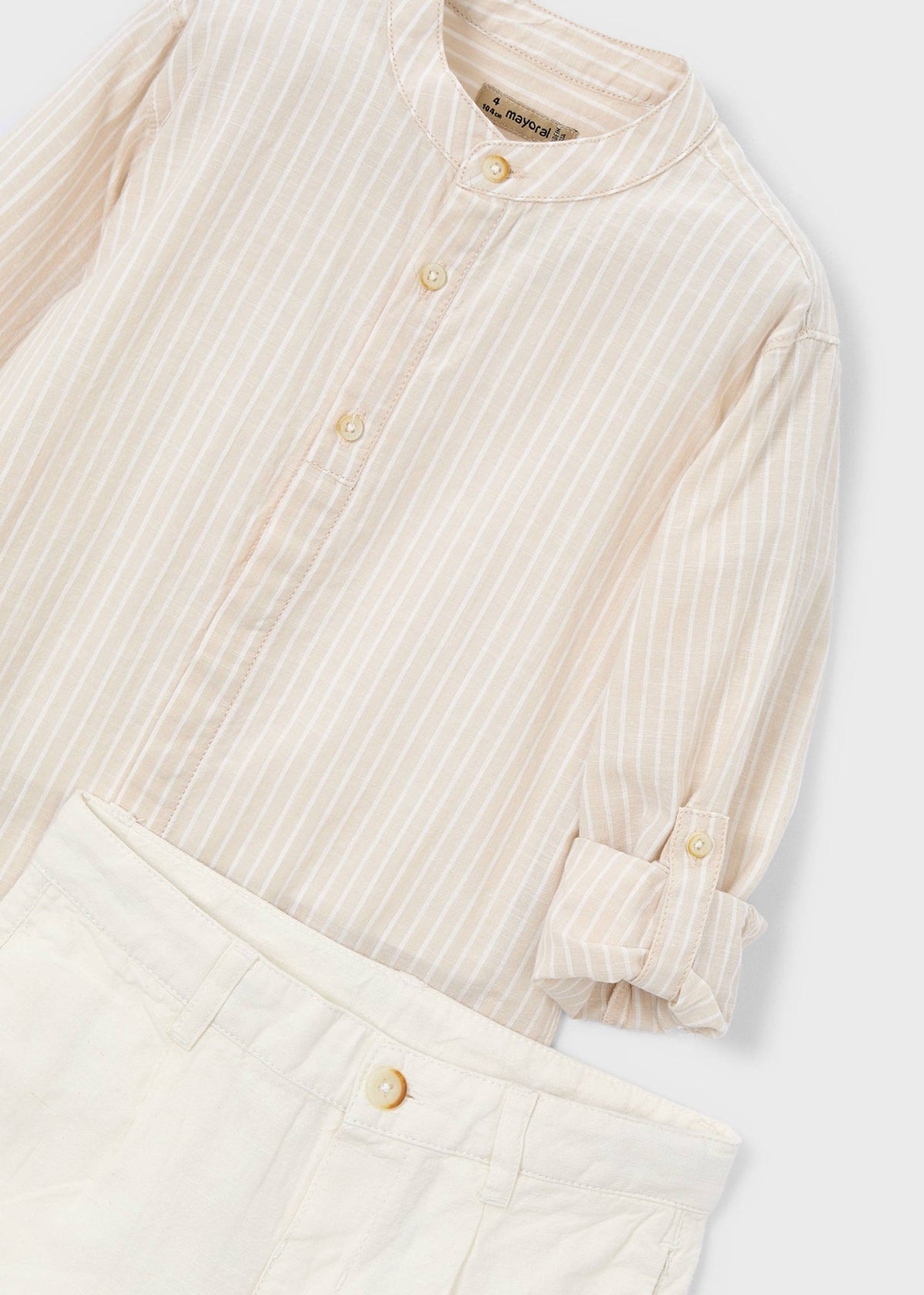Long-sleeved linen shirt and Bermuda shorts set for boys