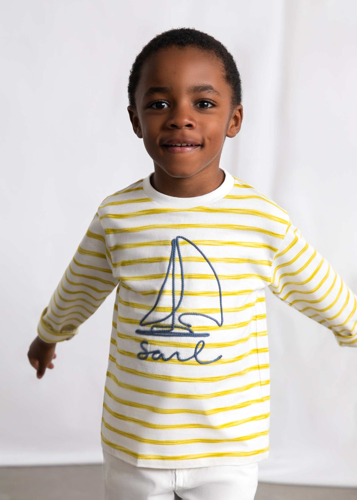 Long-sleeved striped boat T-shirt for boys
