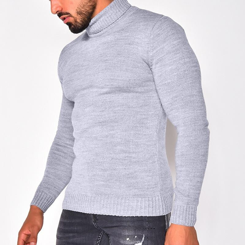 Herren Rollkragenpullover einfarbig Basic Strickpullover