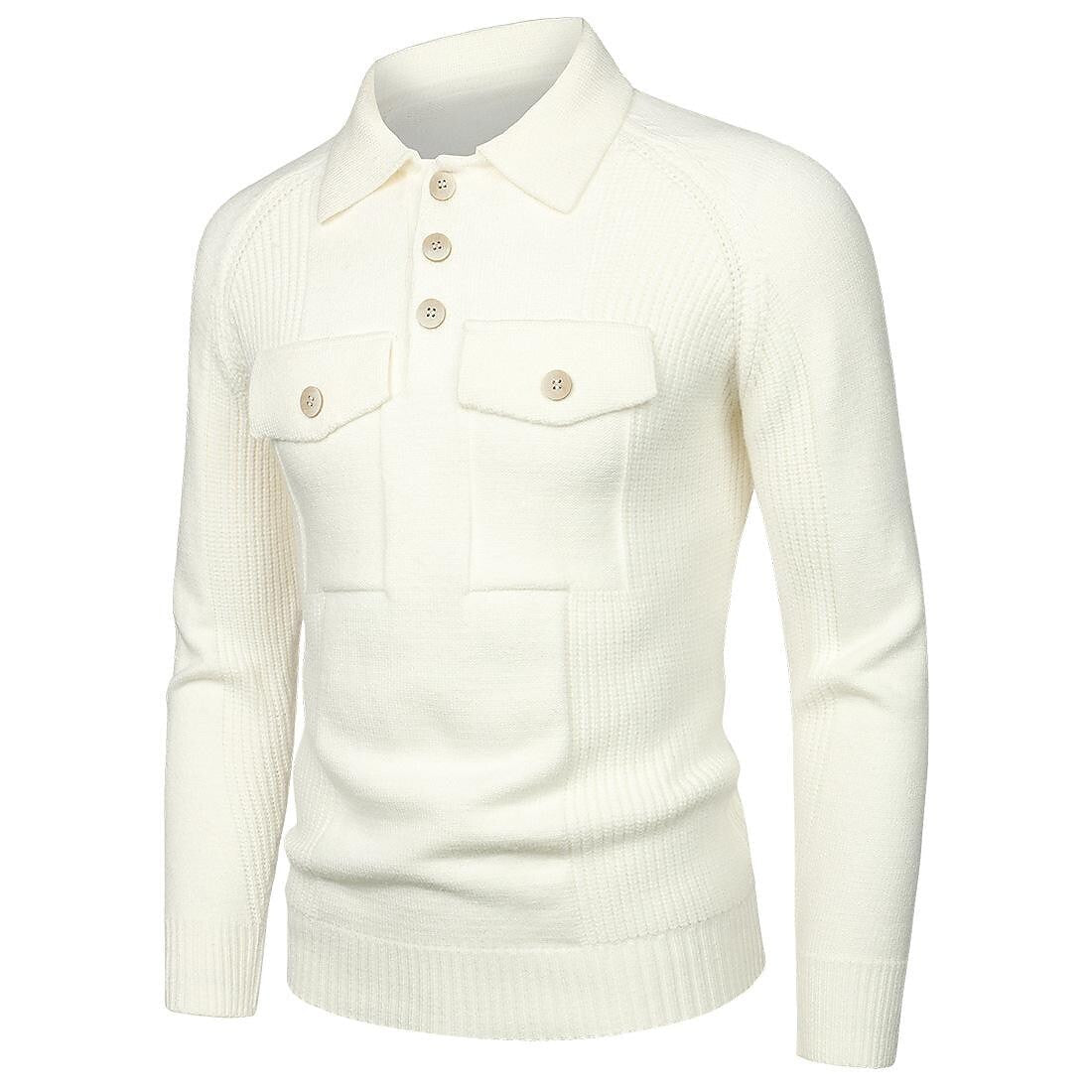 Herren Strickpullover im Vintage-Stil mit Reverskragen, Raglanärmeln und schmaler Passform