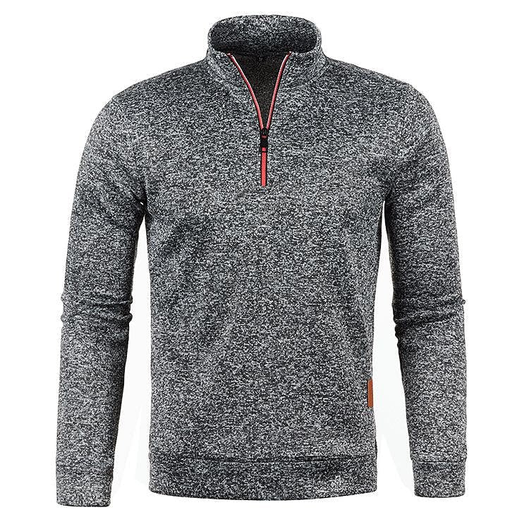 Herren Stehkragen Half Zip Langarm Dünner Fleece Pullover