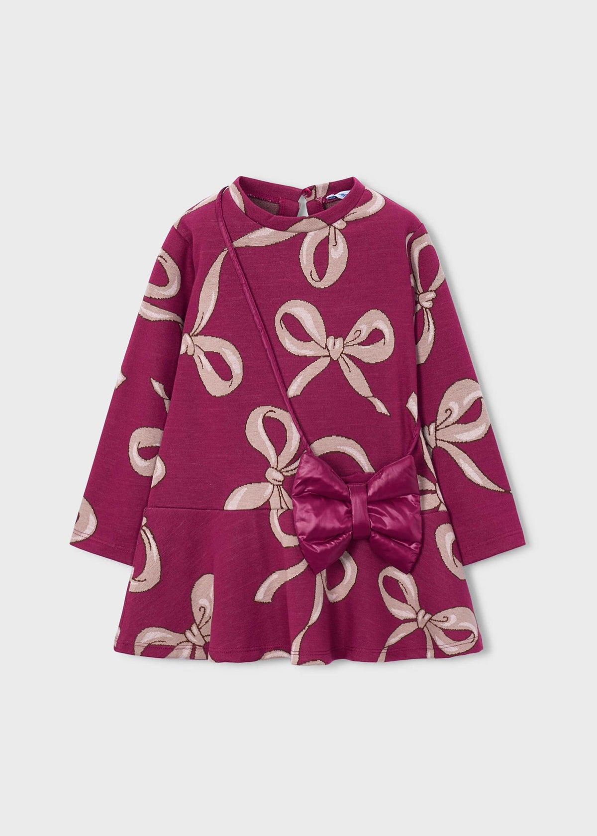 Printed dress with a girl's handbag