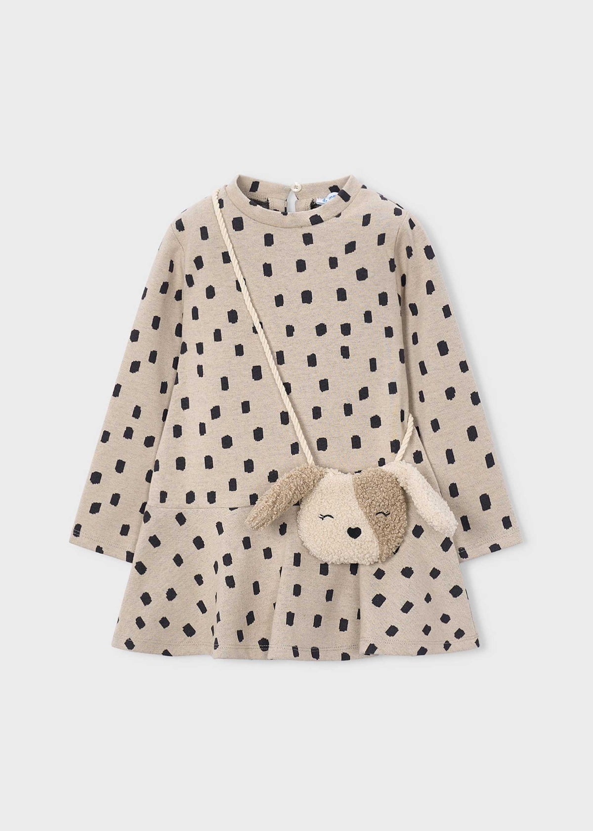 Printed dress with a girl's handbag