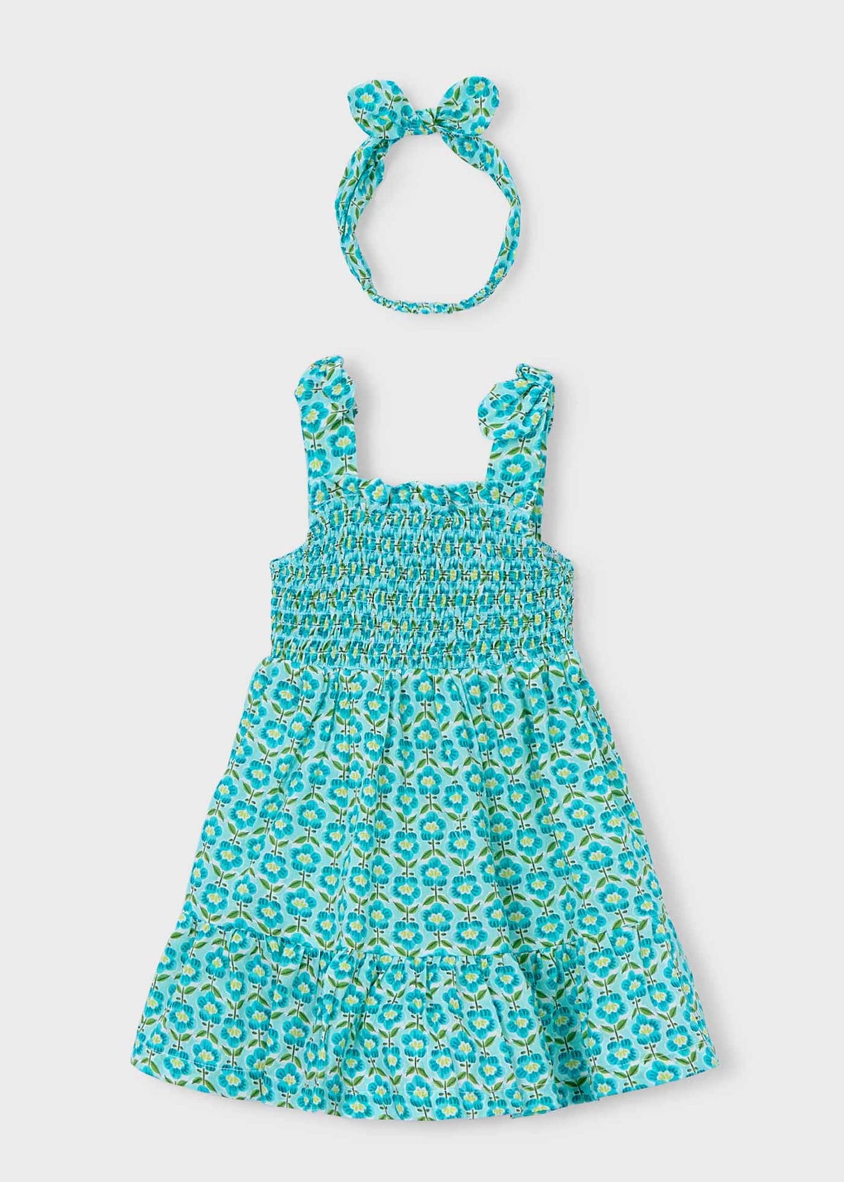 Printed dress with headband for girls