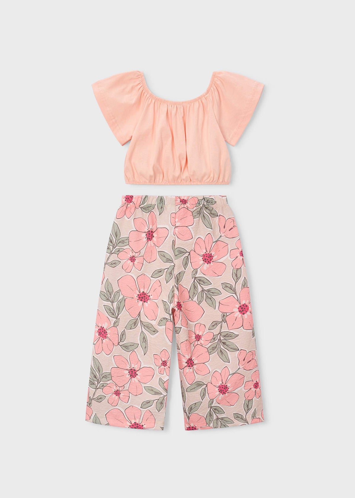 Printed long pants and top set for girls